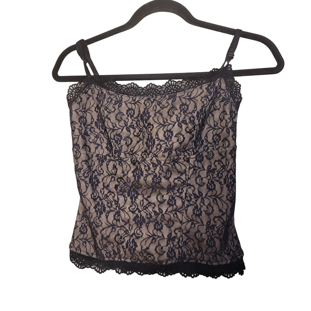 Black Nude Floral Lace Camisole Bustier Top Y2K Coquette Romantic